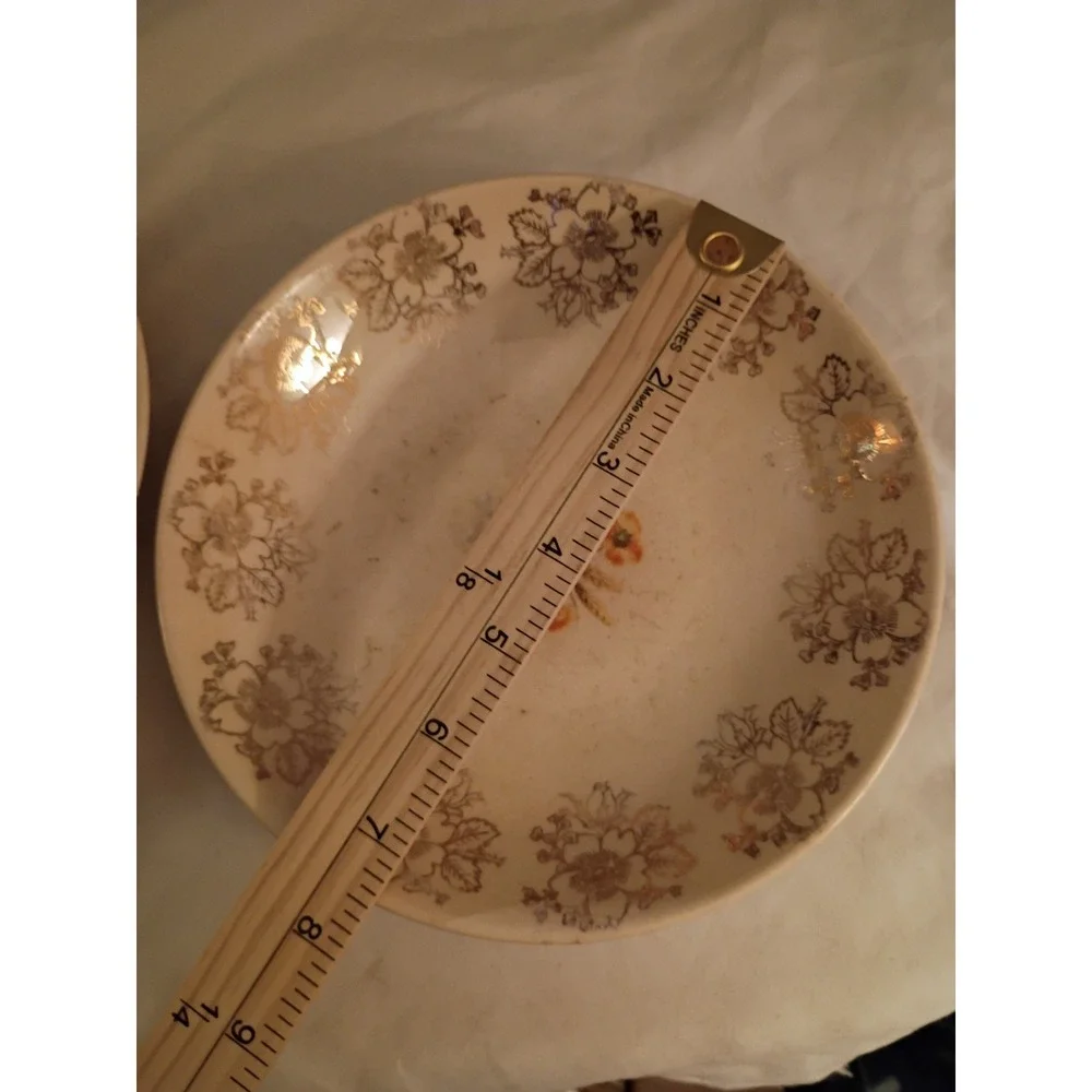 Vintage French Saxon China 22KT Gold Floral Bowls Set of 2 Union Made USA 6.25in